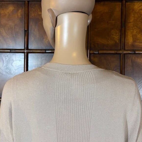 Marla Wynne Taupe Ribbed Inserts High Side Slits Cardigan - Picture 10 of 16
